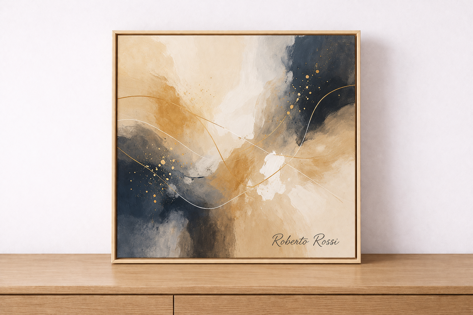 Minimalist watercolor art with gold accents 2