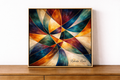 Abstract geometric painting on display