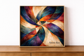 Vibrant abstract geometric art display