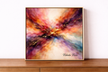 Vibrant artwork on wooden sideboard