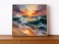 Abstract seascape on a wooden surface 2