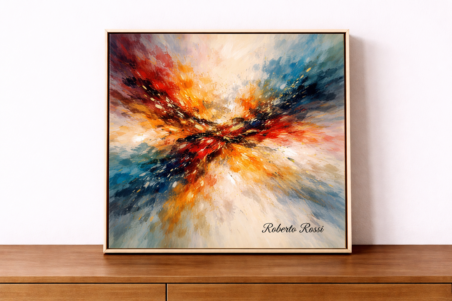 Vibrant abstract painting by Roberto Rossi
